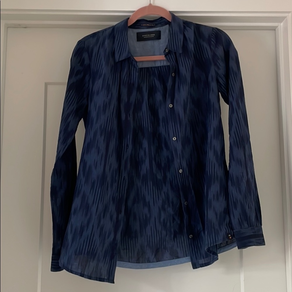 Scotch & Soda Blue Ikat Print Button Down